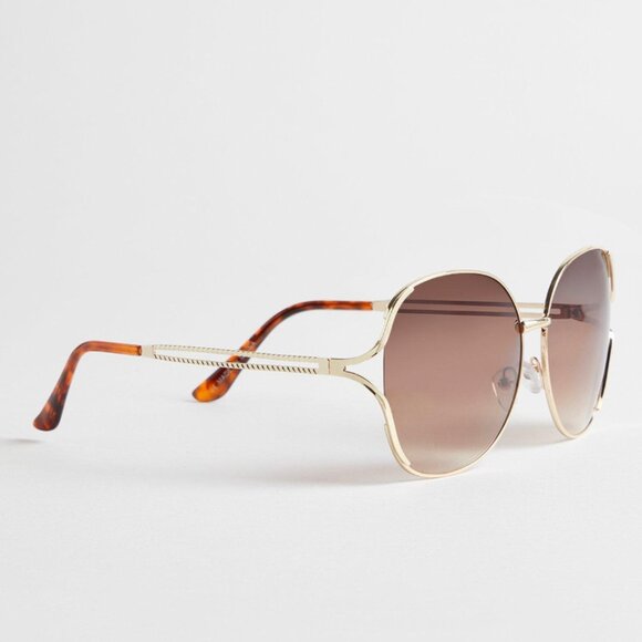 TORRID Side Cut Square Sunglasses Gold Hardware NEW - Picture 2 of 3